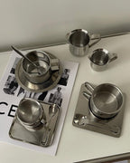 Mirror Cup With Saucer And Spoon